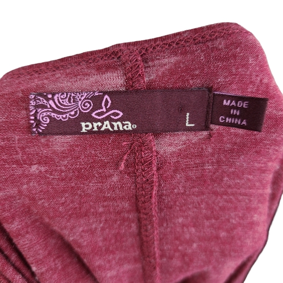 Prana Nadia burgundy faux wrap burnout a-line wool blend dress size Large - Picture 10 of 14